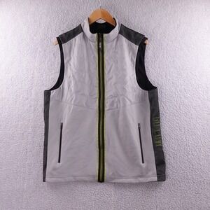 PXG Mens L Go‎ Low Golf NJ Mix Media Vest Lightweight Full Zip Gray Yellow NWT